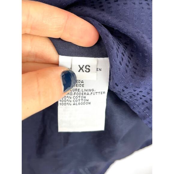 SESSUN Victorian Queen Silk Mini Dress Cap Sleeve Blouson Navy Blue Size XS - Picture 10 of 12